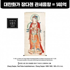 장대천 대만화가 관세음향그림 낙찰가 140억 (张大千身家140亿韩元)